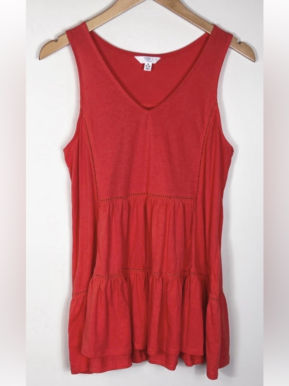 Time and Tru Sleeveless Tiered Tank Top Coral Sunrise